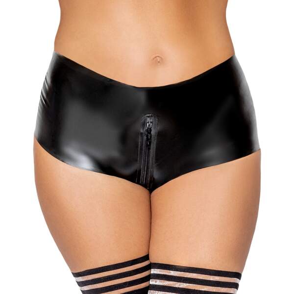 The LateX Collection - Short - Doorlopende Rits - Latex - Zwart