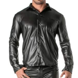 TOF PARIS - Blouse - Lange Mouw - PU-leer - Zwart