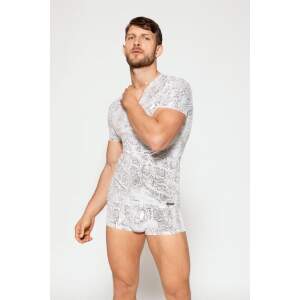 Manstore - M2227 - Nightclub - V-Neck Tee - Snakeprint - Wit - Zilver