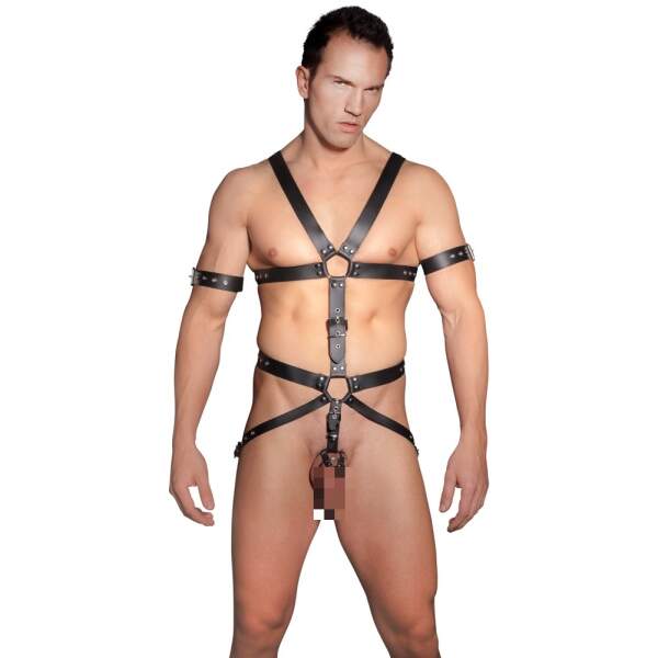 Zado - Harnas 2 - BDSM - Verstelbaar - Cockring - Leer - Zwart