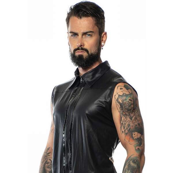 Patrice Catanzaro - Chuck Shirt - Rits - Kraag - Wetlook - Zwart - Afbeelding 2