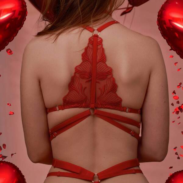 Impudique by Charlotte Catanzaro - Bijou BH - Verstelbare Straps - Rood - Afbeelding 3