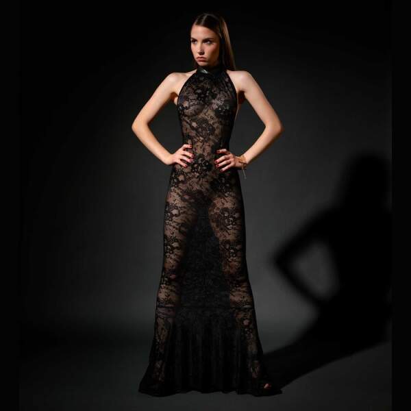 Patrice Catanzaro - Chihiro Robe - Avondjurk - Kant - Zwart - Afbeelding 3
