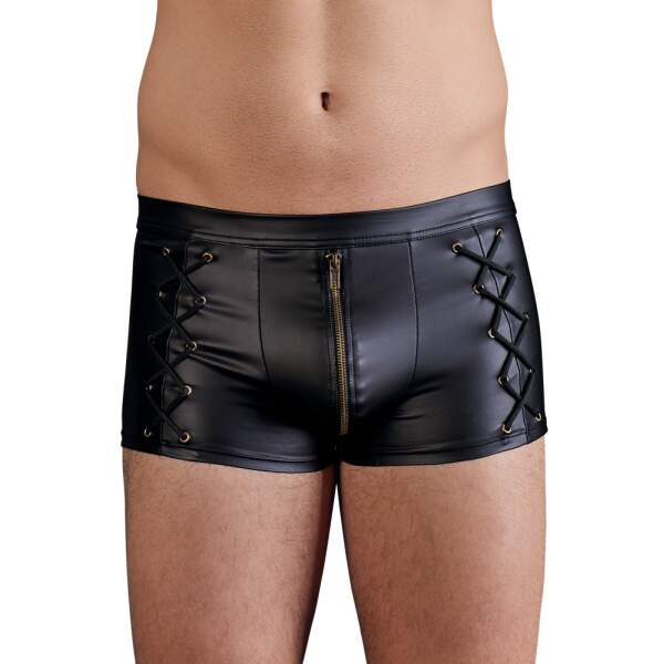 Nek - Short met Rits en Veter - Wetlook - Zwart