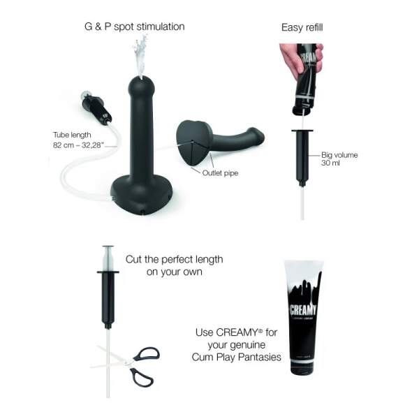 Strap-On-Me - Squirting Cum Dildo - Spuitende Dildo - Siliconen - Zwart - Afbeelding 5