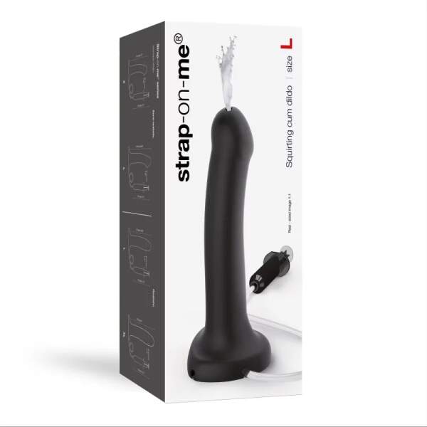 Strap-On-Me - Squirting Cum Dildo - Spuitende Dildo - Siliconen - Zwart - Afbeelding 4