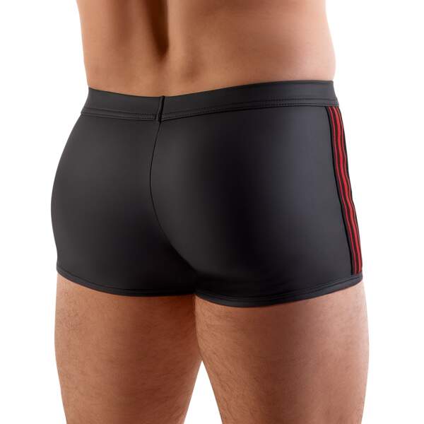 Svenjoyment - Short Showmaster - Rode strepen - Cockring - Neopreen Look - Zwart - Afbeelding 3