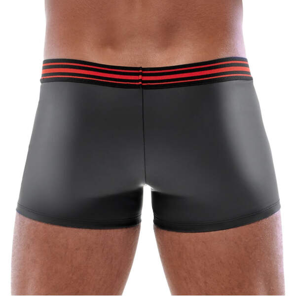 Svenjoyment - Short - Rode strepen - Rode Rits - Neopreen Look - Zwart - Afbeelding 4