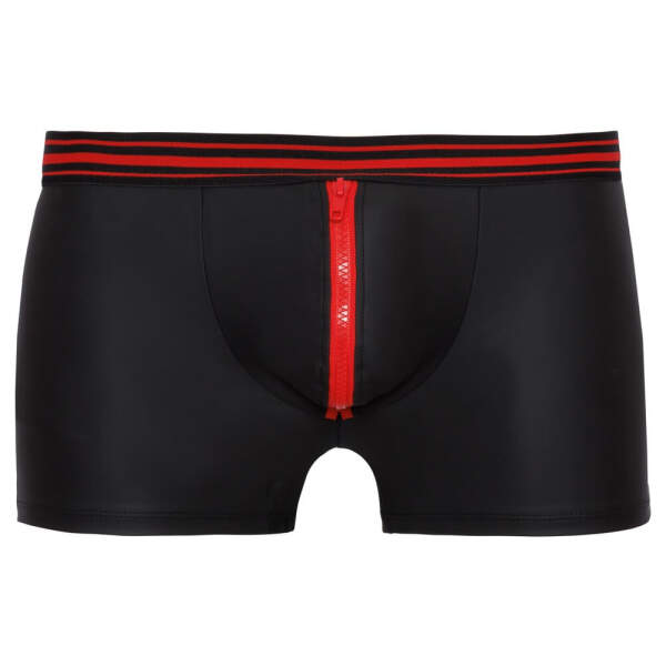 Svenjoyment - Short - Rode strepen - Rode Rits - Neopreen Look - Zwart - Afbeelding 5