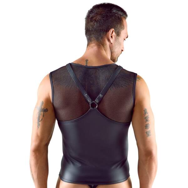 Svenjoyment Underwear - Shirt - Harnas - Mouwloos - Visnet - Wetlook - Zwart - Afbeelding 2