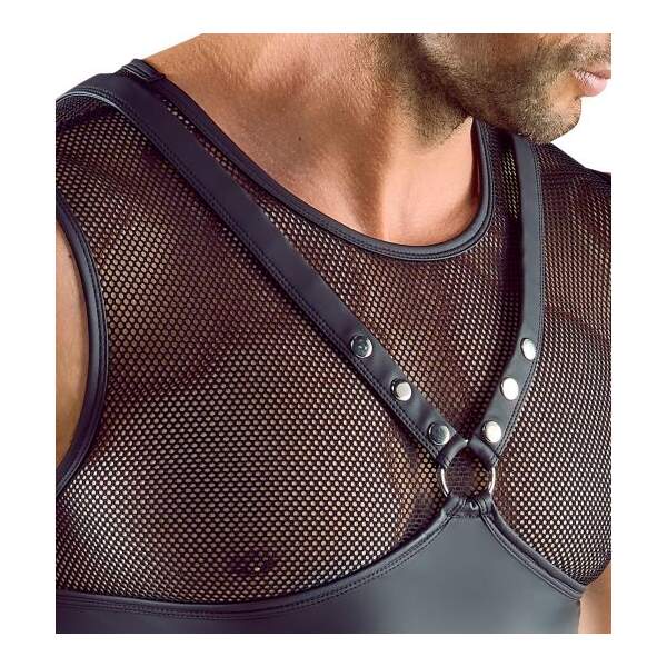 Svenjoyment Underwear - Shirt - Harnas - Mouwloos - Visnet - Wetlook - Zwart - Afbeelding 4