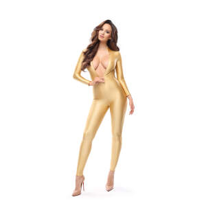 MissO - Catsuit - Dubbele Rits - Lycra - Glimmend - Goud