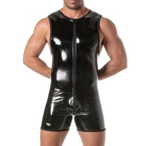 TOF PARIS - Kinky Bodysuit - 3-delige Rits - Lak - Zwart