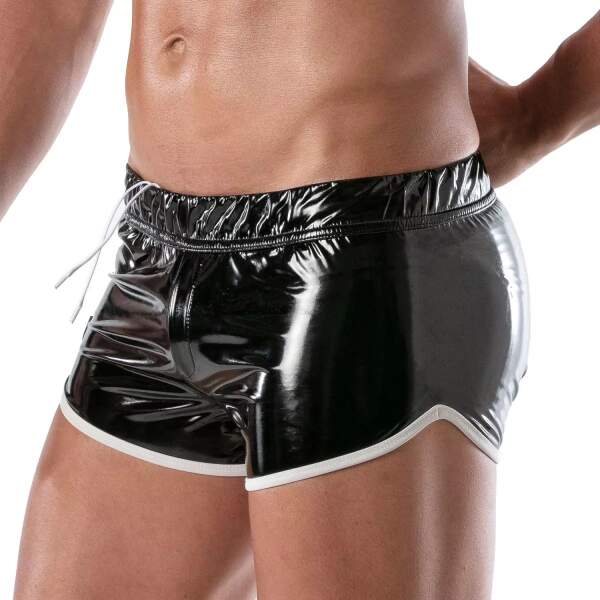 TOF PARIS - Vinyl Mini Short - Lak - Wit Detail - Zwart - Afbeelding 2