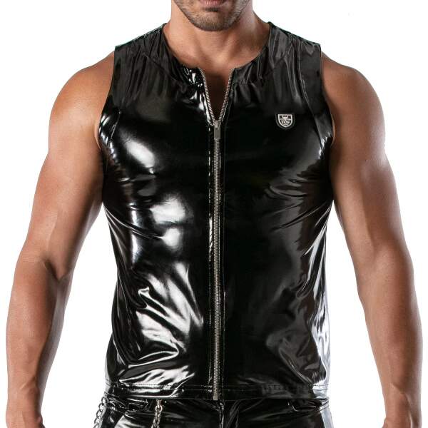 TOF PARIS - Zipped Tank Top - Lak - Zwart - Afbeelding 3