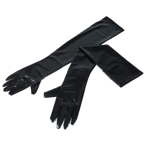 Cottelli Collection - Lange Handschoenen - Wetlook - Zwart - Afbeelding 2