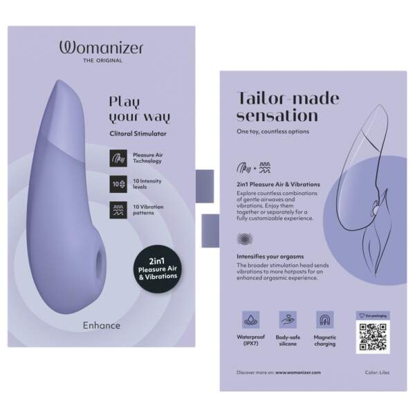 Womanizer - ENHANCE -  Clitoris Vibrator - Luchtdruk en Vibraties - Paars - Afbeelding 6