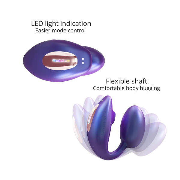 Love to Love - Wonderlover - Dual Stimulator - Clitoris Vibrator - G-Spot Vibrator - Luchtdruk - Remote - Purple Night - Afbeelding 3
