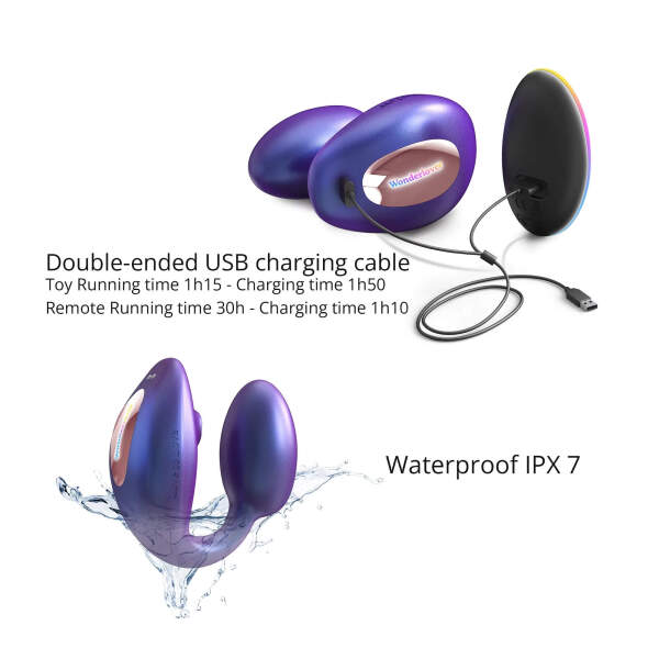 Love to Love - Wonderlover - Dual Stimulator - Clitoris Vibrator - G-Spot Vibrator - Luchtdruk - Remote - Purple Night - Afbeelding 6