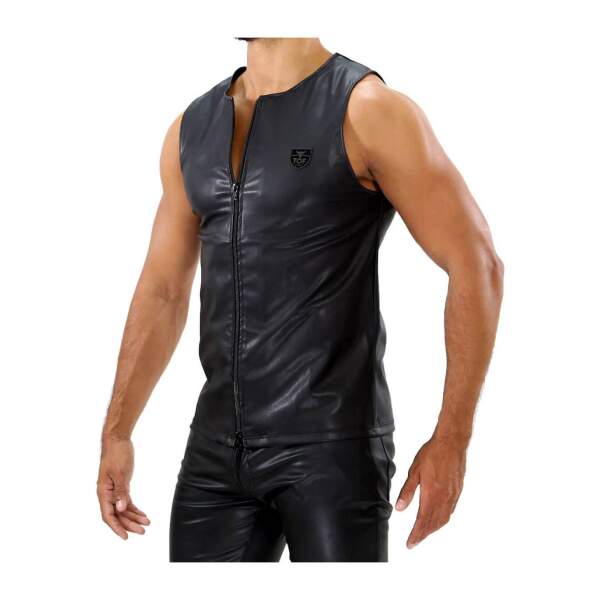 TOF PARIS - Zipped Tank Top - PU-leer - Zwart - Afbeelding 3