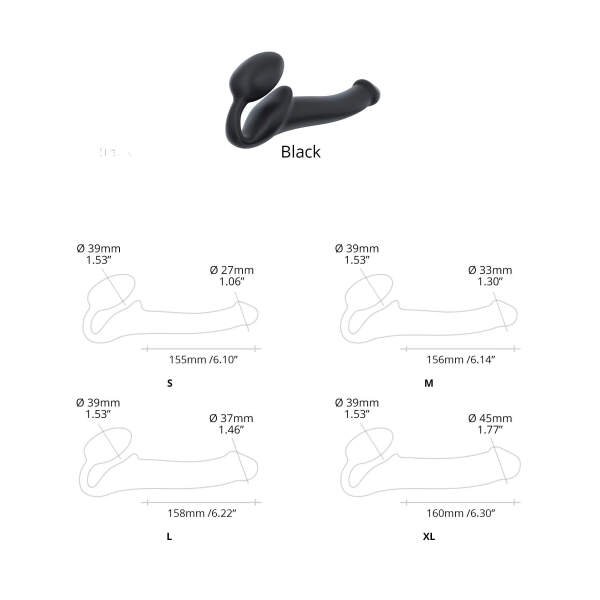 Strap-On-Me - Dubbele Dildo - Voorbind Dildo zonder Harnas - Siliconen - Zwart - Afbeelding 4