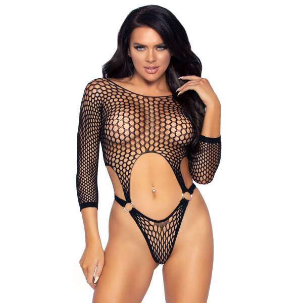Leg Avenue - Suspender Bodysuit - Body - Visnet - Zwart