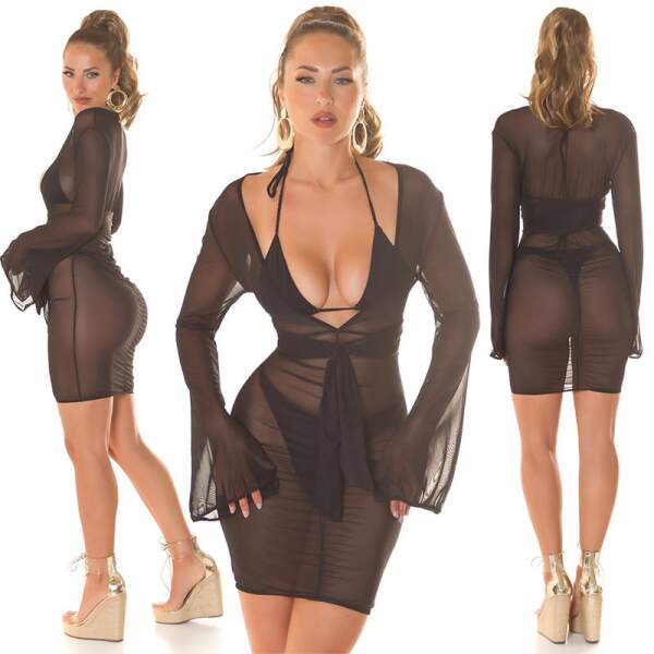 Koucla - Nissi Beach - Cover-Up Jurkje met Lange Mouw - Zwart - Afbeelding 7