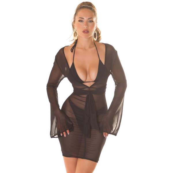 Koucla - Nissi Beach - Cover-Up Jurkje met Lange Mouw - Zwart