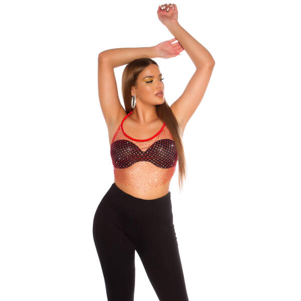 Koucla - Mini Top - Visnet - Strass - Rood - Afbeelding 3
