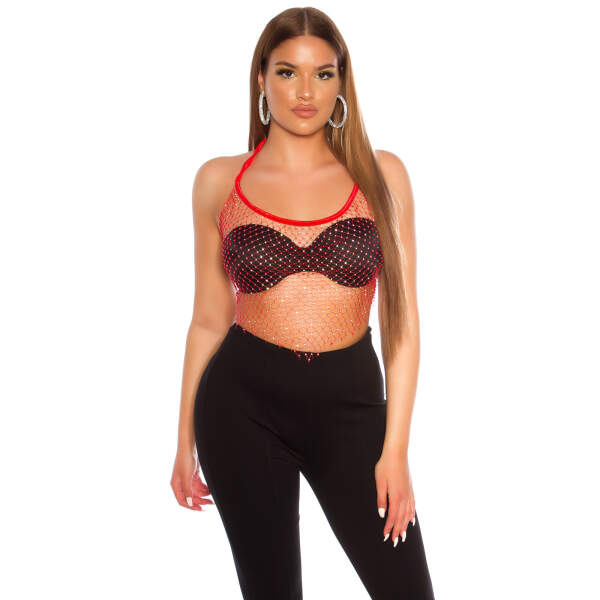Koucla - Mini Top - Visnet - Strass - Rood - Afbeelding 2