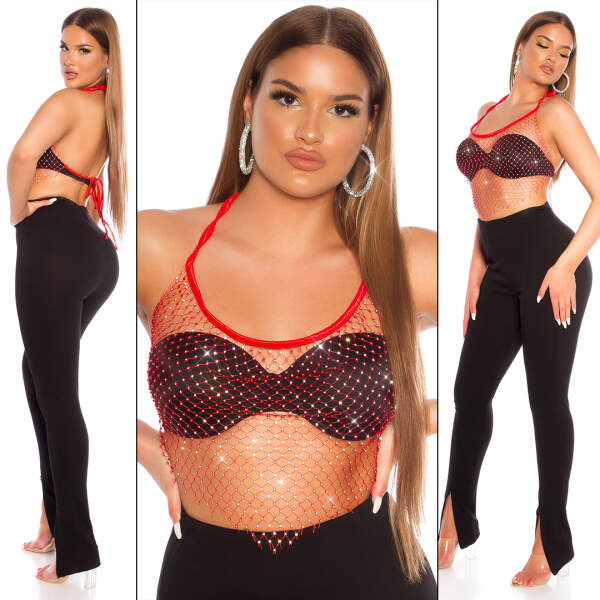 Koucla - Mini Top - Visnet - Strass - Rood - Afbeelding 5