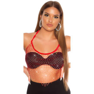 Koucla - Mini Top - Visnet - Strass - Rood