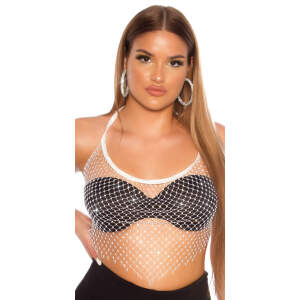 Koucla - Mini Top - Visnet - Strass - Wit