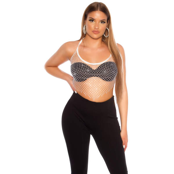 Koucla - Mini Top - Visnet - Strass - Wit - Afbeelding 3