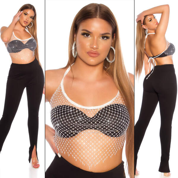 Koucla - Mini Top - Visnet - Strass - Wit - Afbeelding 7
