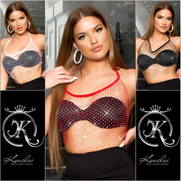 Koucla - Mini Top - Visnet - Strass - Rood - Afbeelding 9