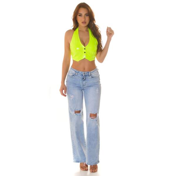 Koucla - Lak Gilet - Crop Top - Neon Lime - Afbeelding 2