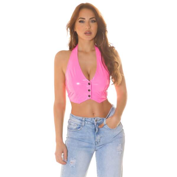 Koucla - Lak Gilet - Crop Top - Roze