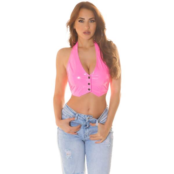 Koucla - Lak Gilet - Crop Top - Roze - Afbeelding 3