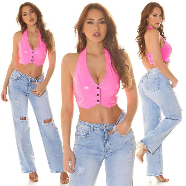 Koucla - Lak Gilet - Crop Top - Roze - Afbeelding 7