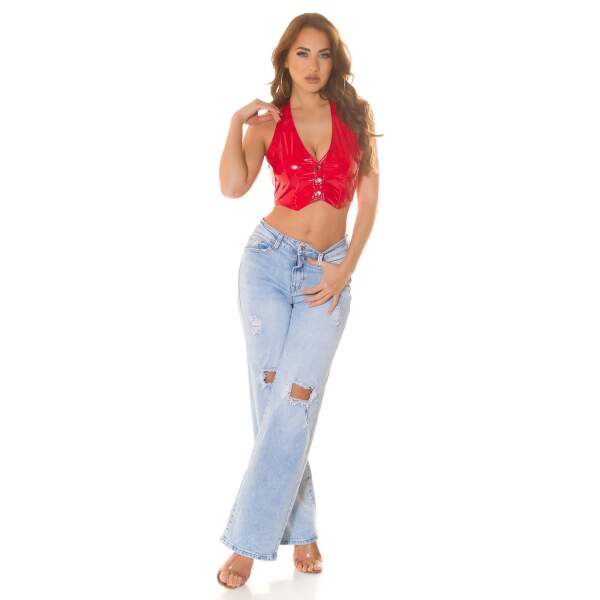 Koucla - Lak Gilet - Crop Top - Rood - Afbeelding 4