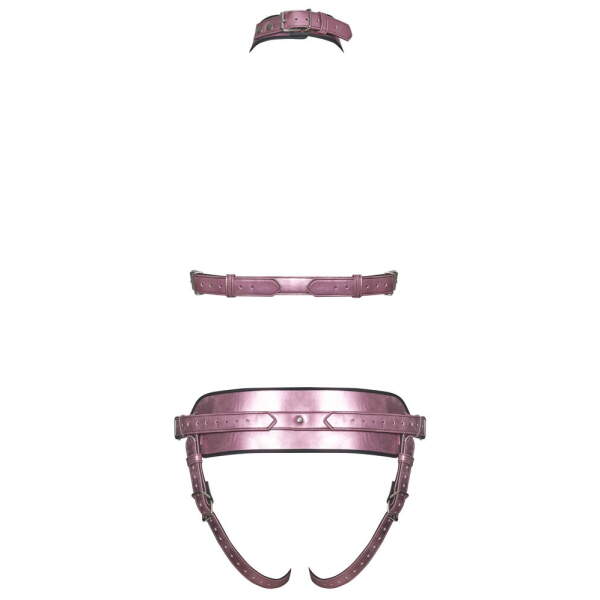 Bad Kitty Borstharnas & Strap-On Jock – Roze Metallic - PU-leer - Afbeelding 4