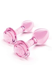 b-Vibe - Pink Roses - Butt Plug Training Set - Glas - Roze
