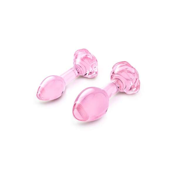 b-Vibe - Pink Roses - Butt Plug Training Set - Glas - Roze - Afbeelding 6