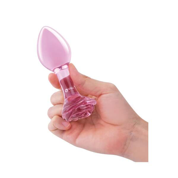 b-Vibe - Pink Roses - Butt Plug Training Set - Glas - Roze - Afbeelding 3