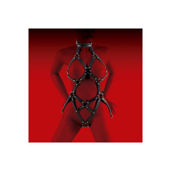 Virgite - Bondage Harnas - PU-leer - Zwart