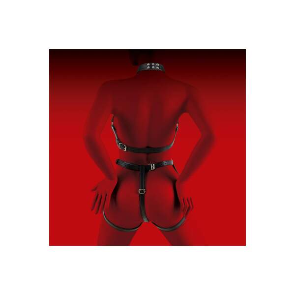 Virgite - Bondage Harnas - PU-leer - Zwart - Afbeelding 2