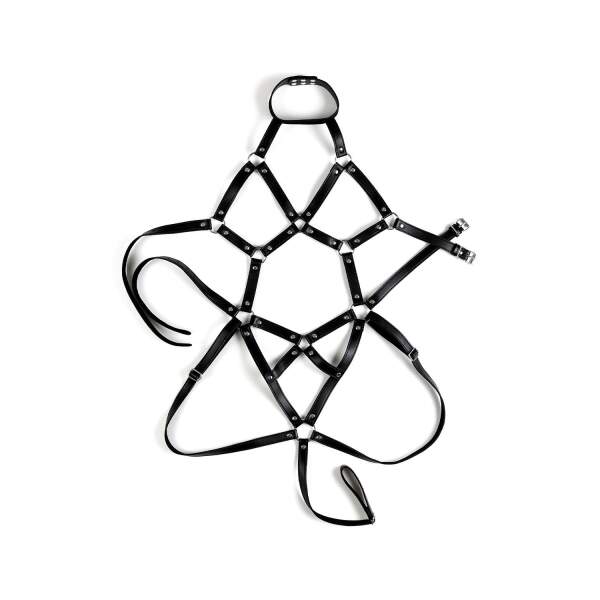 Virgite - Bondage Harnas - PU-leer - Zwart - Afbeelding 3