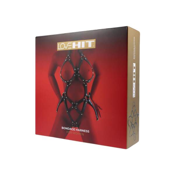 Virgite - Bondage Harnas - PU-leer - Zwart - Afbeelding 4