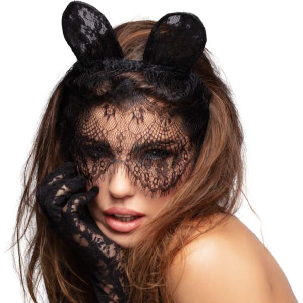 Kinky Diva - Katten Masker Voile - Kant - Zwart - Afbeelding 3